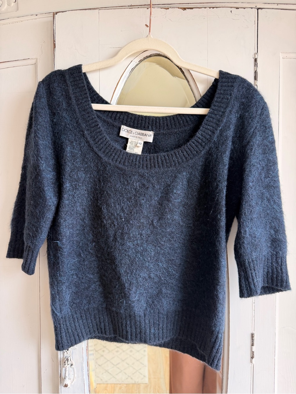Dolce & Gabbana Women's Navy Blue Cozy Scoop Neck Sweater